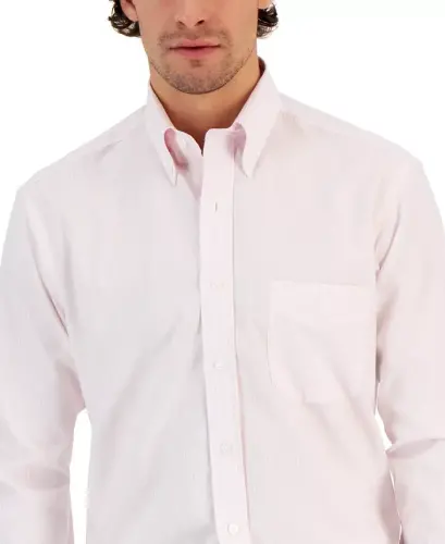 Men's Regular Fit University Stripe Dress Shirt, Created for Modazone-Orchid Pink - CLUB ROOM (1)