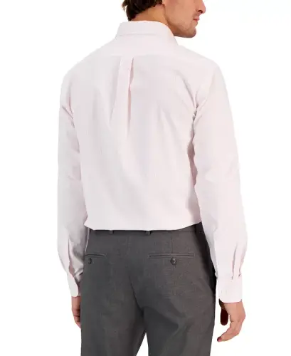 Men's Regular Fit University Stripe Dress Shirt, Created for Modazone - Orchid Pink - 5