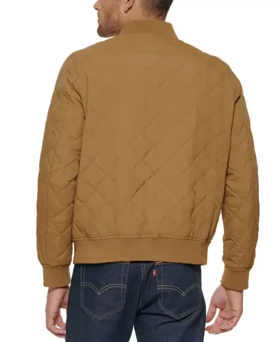 Men's Regular-Fit Diamond-Quilted Bomber Jacket - Khaki - 2