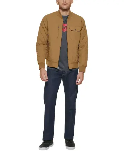 Men's Regular-Fit Diamond-Quilted Bomber Jacket - Khaki - 7