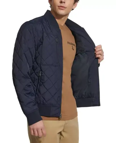 Men's Regular-Fit Diamond-Quilted Bomber Jacket - Navy - 4