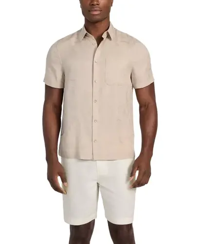 Men's Regular-Fit Botanical Jacquard Button-Down Shirt - 1