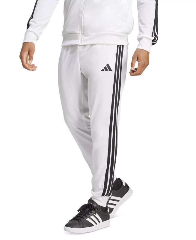 Men's Regular-Fit Tapered Stripe Track Pants-White/blk - ADIDAS