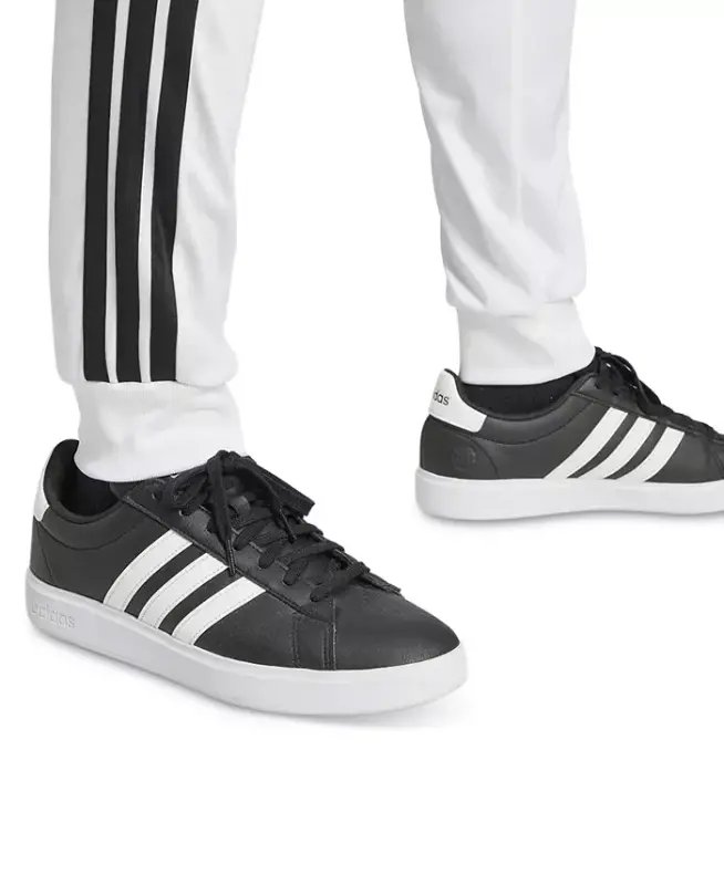 Men's Regular-Fit Tapered Stripe Track Pants-White/blk - 4