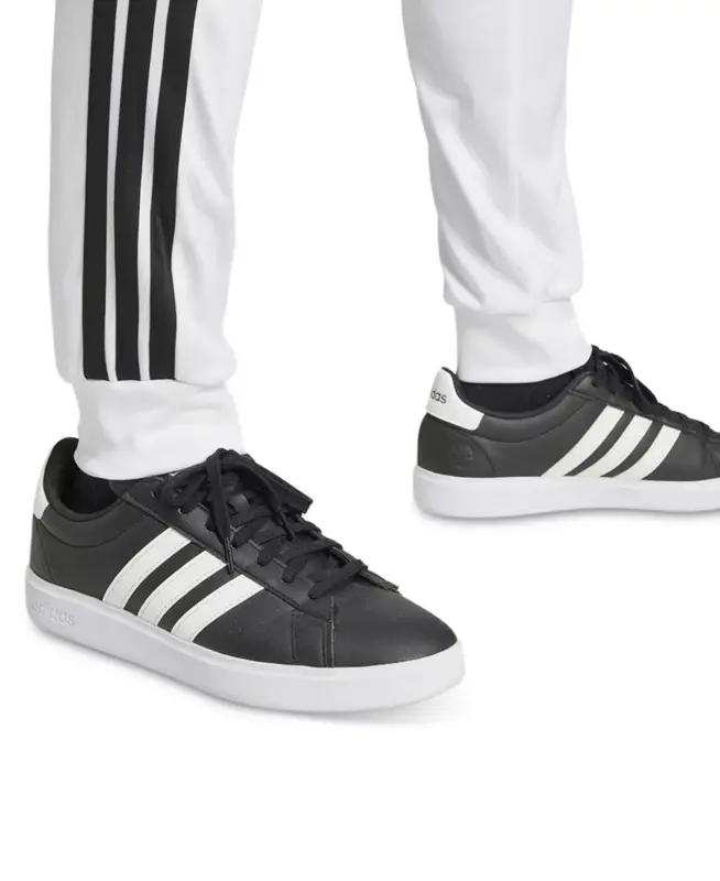 Men's 3-Stripes Tricot Regular Tapered Track Pants-White/blk - 4