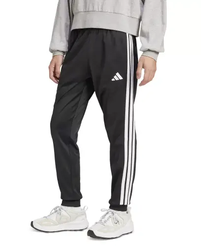 Men's Regular-Fit Tapered Stripe Track Pants-Black/whit 