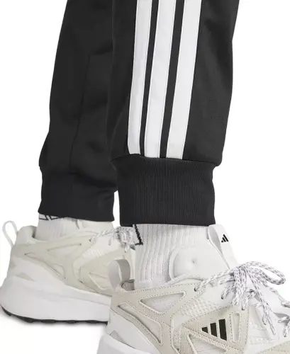 Men's 3-Stripes Tricot Regular Tapered Track Pants - Black/whit - 4