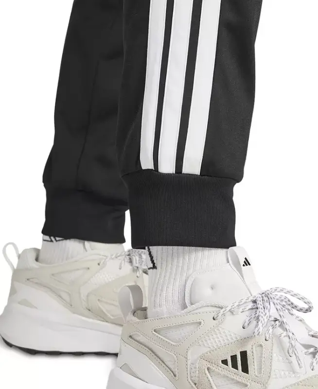 Men's 3-Stripes Tricot Regular Tapered Track Pants - Black/whit - 4