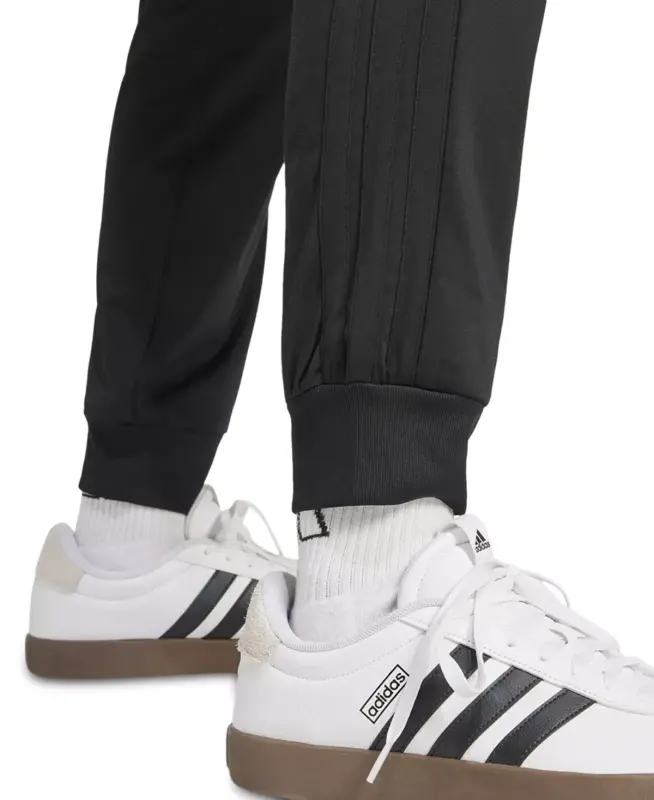 Men's 3-Stripes Tricot Regular Tapered Track Pants-Black/blac - 4