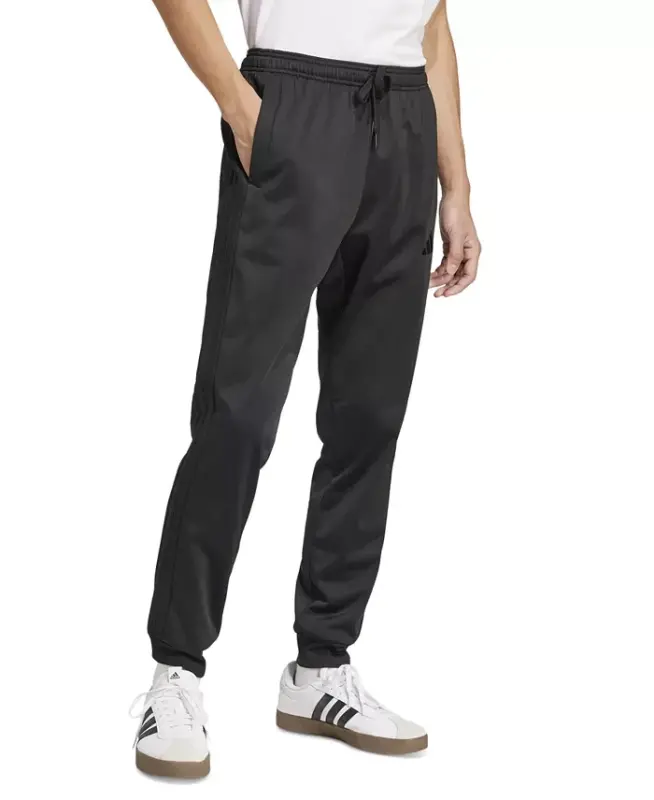 Men's 3-Stripes Tricot Regular Tapered Track Pants - Black/blac - 1