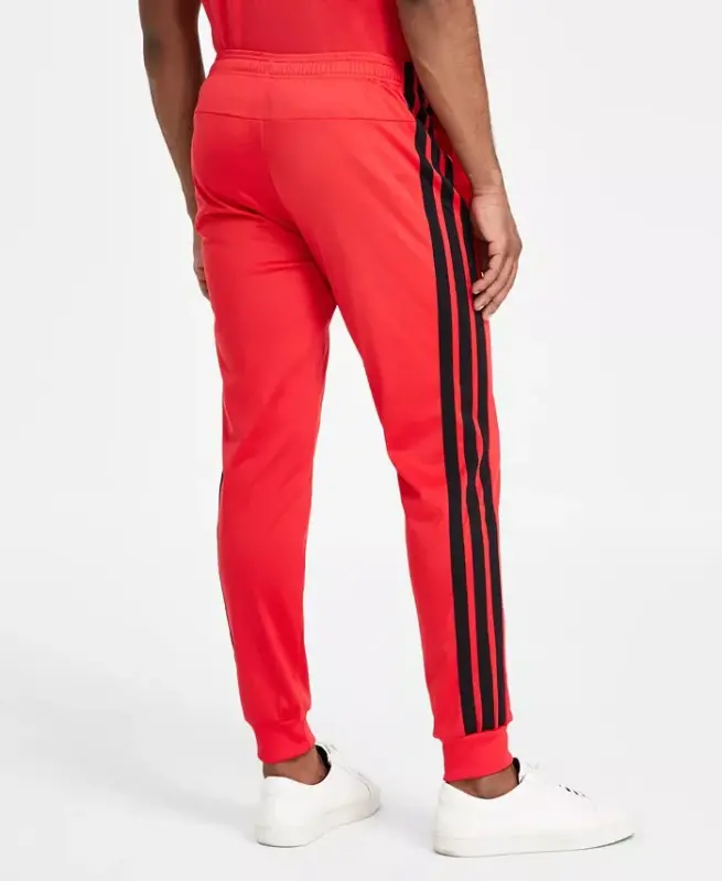Men's Regular-Fit Tapered Stripe Track Pants-Ruby Red/blk - 4