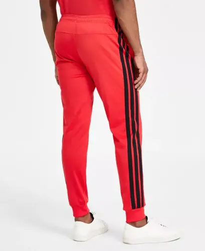 Men's 3-Stripes Tricot Regular Tapered Track Pants - Ruby Red/blk - 4