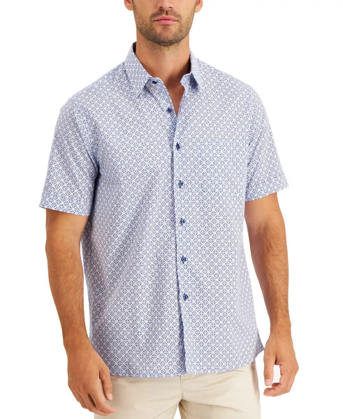 Men's Regular-Fit Medallion-Print Shirt, Created for Modazone -Blue Combo - CLUB ROOM
