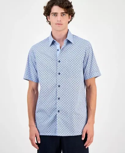 Men's Regular-Fit Medallion-Print Shirt, Created for Modazone - Blue Combo - 1