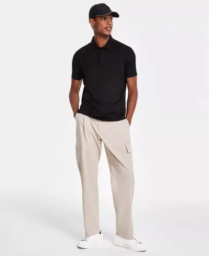 Men's Regular-Fit Mercerized Polo Shirt, Created for Modazone-Deep Black - ALFANI (1)