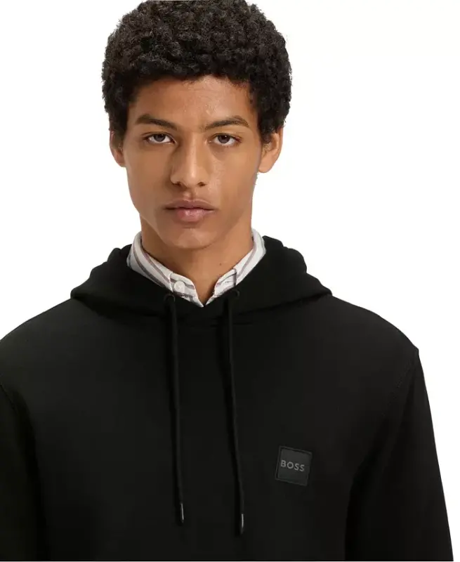 Men's Regular-Fit Cotton Terry Logo Patch Hoodie - 3