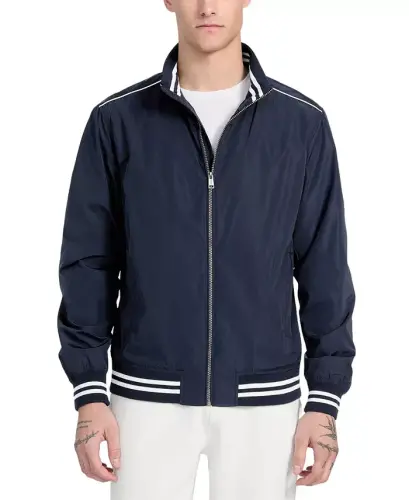 Men's Regular-Fit Urban Stripe Bomber Jacket - Smart Blue - 1