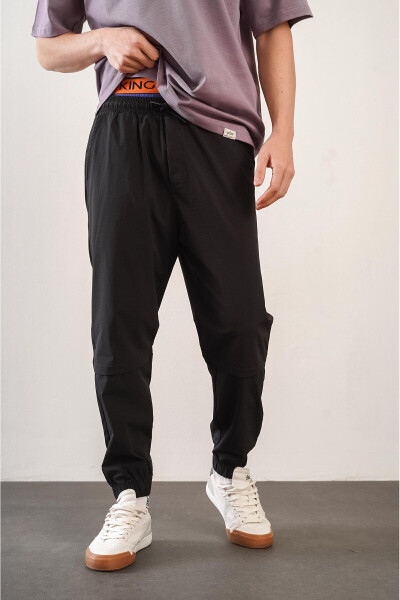 Erkek Relax Fit Kalıp Beli ve Paçası Lastikli Jogger Pantolon - 19