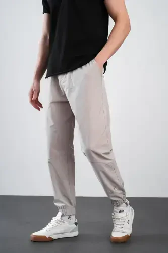 Erkek Relax Fit Kalıp Lastikli Paça Jogger Pantolon-Gri - 1