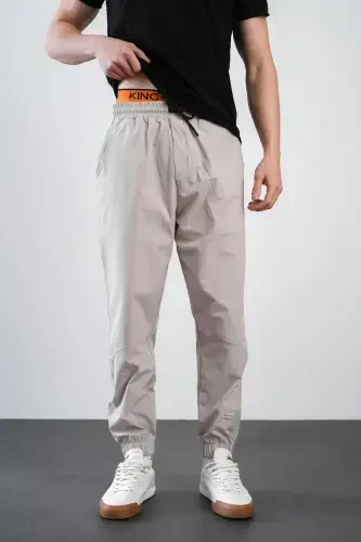 Erkek Relax Fit Kalıp Lastikli Paça Jogger Pantolon-Gri - 3