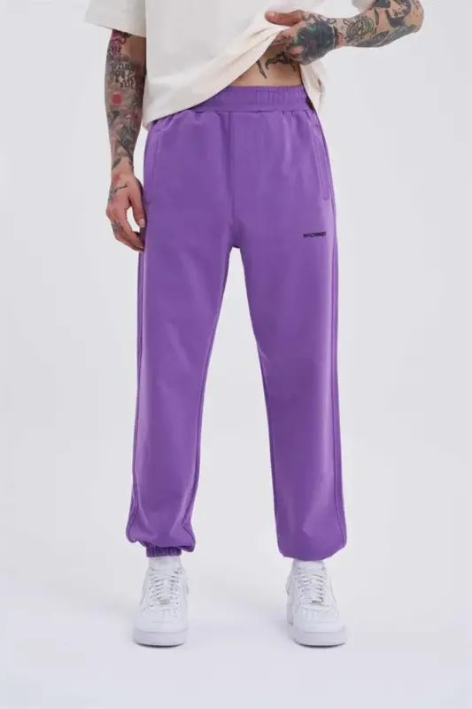 Erkek Relaxed Basic Paça Lastikli Jogger Eşofman Mor-NEW PURPLE - MACHINIST