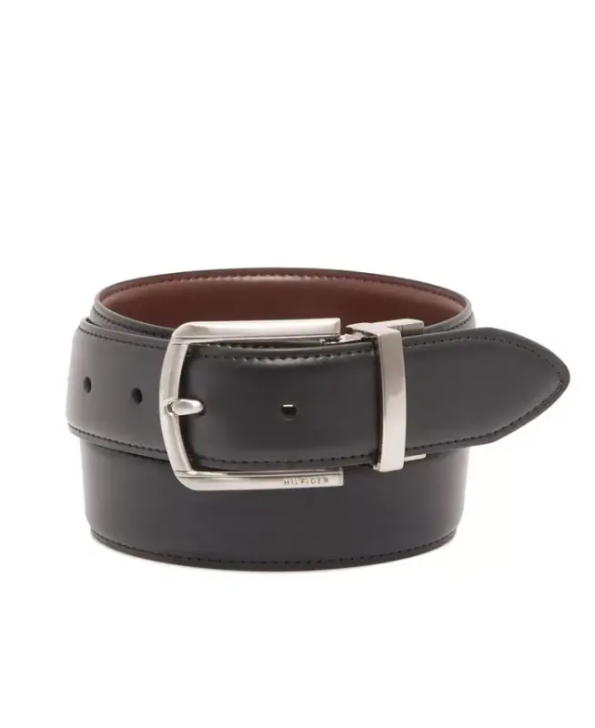 Men's Reversible Textured Stretch Casual Belt, Created for Modazone - Black/Brown - 1