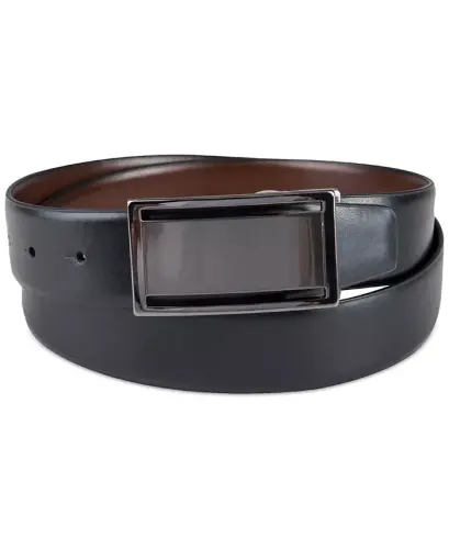 Men's Reversible Cut-Out Plaque Belt, Created for Modazone - Brown/Black - ALFANI (1)