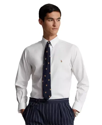 Men's Purepress Cotton Oxford Shirt - White/Brown 