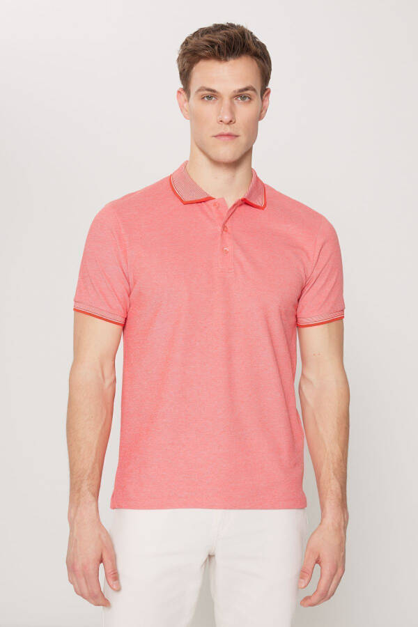 Erkek Sarı Beyaz-gri-nar Çiçeği 3'lü Çekmeyen Pamuklu Slim Fit Kıvrılmaz Polo Yaka Tişört-SARI BEYAZ - 3