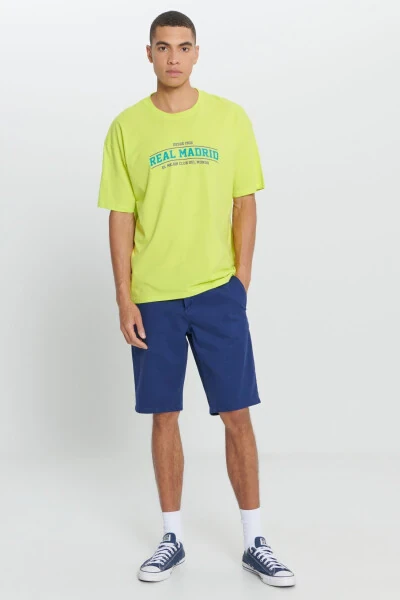 Erkek Sarı Real Madrid Lisanslı Oversize Fit Bol Kesim %100 Pamuk Bisiklet Yaka Tişört - AC&CO / ALTINYILDIZ CLASSICS (1)