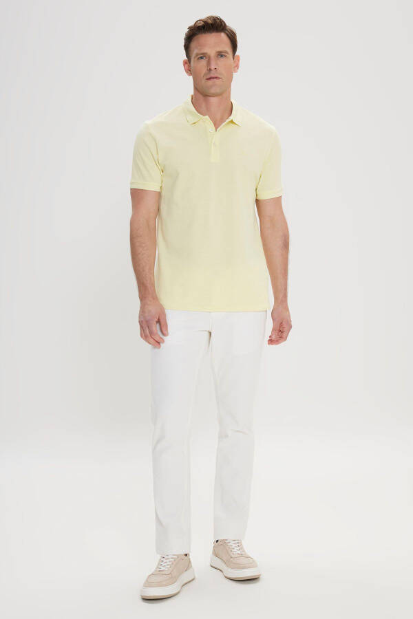 Erkek Sarı Slim Fit Dar Kesim Polo Yaka %100 Pamuk Kısa Kollu Tişört - 10