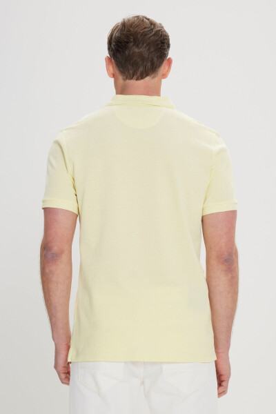 Erkek Sarı Slim Fit Dar Kesim Polo Yaka %100 Pamuk Kısa Kollu Tişört - 12