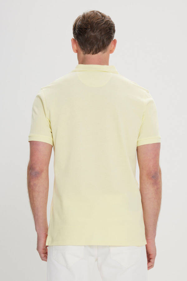Erkek Sarı Slim Fit Dar Kesim Polo Yaka %100 Pamuk Kısa Kollu Tişört - 12