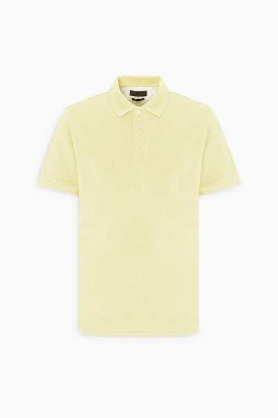 Erkek Sarı Slim Fit Dar Kesim Polo Yaka %100 Pamuk Kısa Kollu Tişört - 13