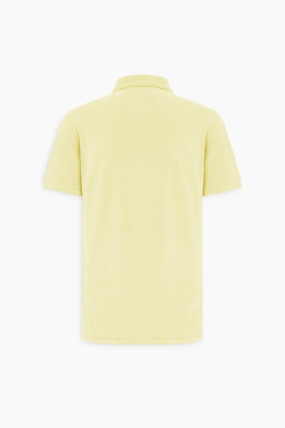Erkek Sarı Slim Fit Dar Kesim Polo Yaka %100 Pamuk Kısa Kollu Tişört - 16