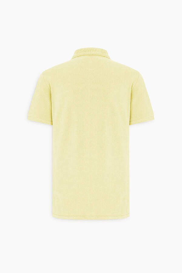 Erkek Sarı Slim Fit Dar Kesim Polo Yaka %100 Pamuk Kısa Kollu Tişört - 16