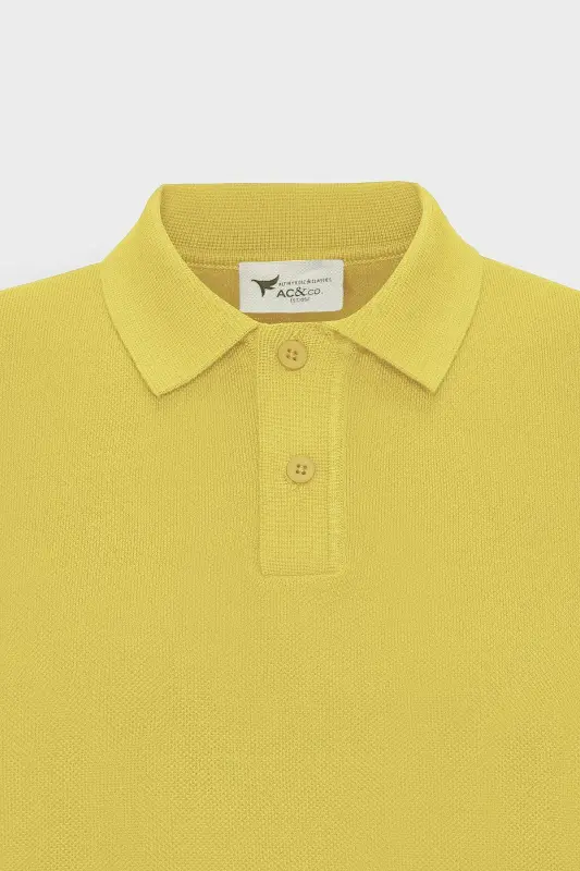 Erkek Sarı Standart Fit Normal Kesim Polo Yaka %100 Pamuk Desenli Kısa Kollu Triko Tişört-Sarı - 7