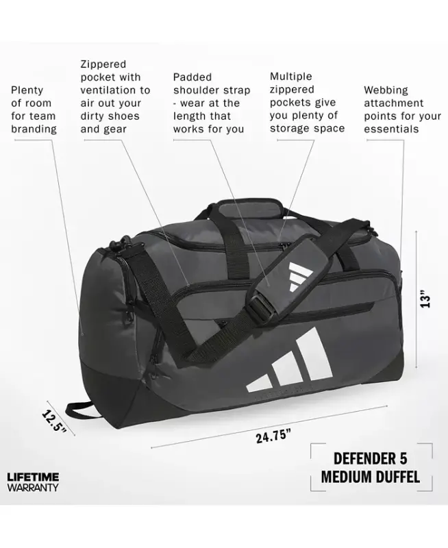 Men's Defender Logo Duffel Bag-Team Dark Grey - 3