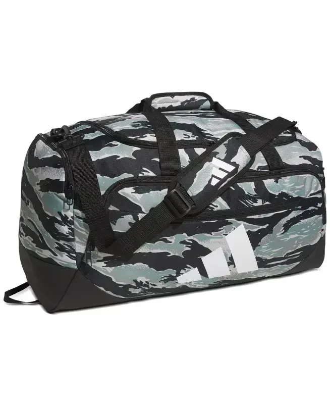 Men's Defender Logo Duffel Bag-Essential Camo Silver Green-black/black - adidas