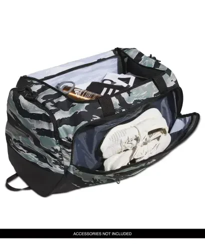 Men's Defender Logo Duffel Bag-Essential Camo Silver Green-black/black - 4