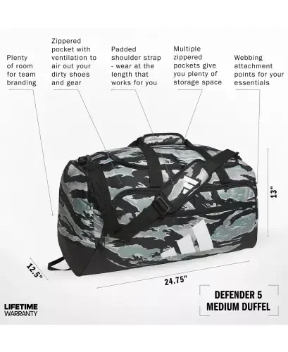 Men's Defender Logo Duffel Bag-Essential Camo Silver Green-black/black - 5
