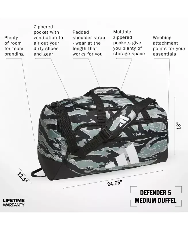 Men's Defender Logo Duffel Bag-Essential Camo Silver Green-black/black - 5