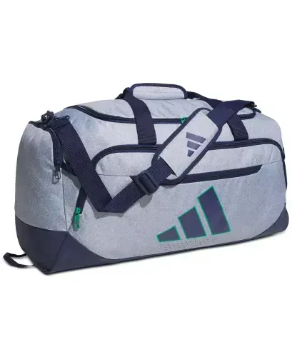 Men's Defender Logo Duffel Bag-Twill Grey/dark Blue/semi Court Green 