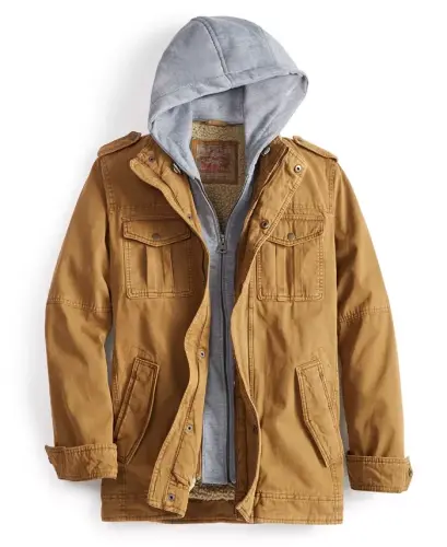 Men's Two Pocket Hooded Trucker Jacket - Worker Brown - 4