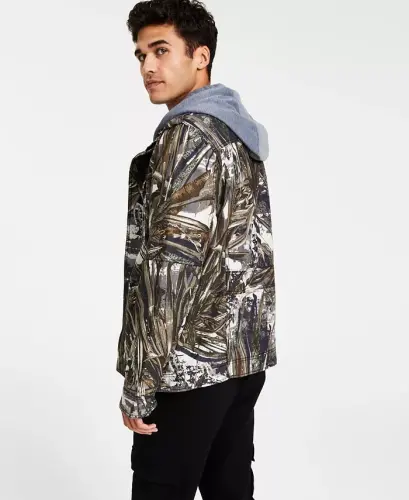 Men's Two Pocket Hooded Trucker Jacket - Real Tree Print - 3