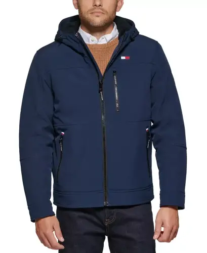 Men's Sherpa-Lined Softshell Hooded Jacket - Midnight - 1