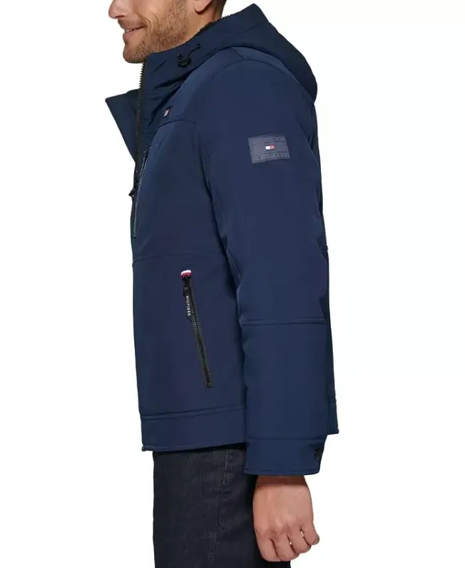 Men's Sherpa-Lined Softshell Hooded Jacket - Midnight - 4