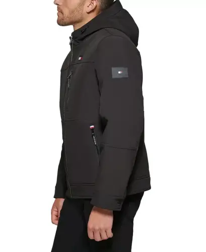 Men's Sherpa-Lined Softshell Hooded Jacket - Black - 4
