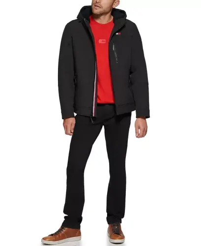 Men's Sherpa-Lined Softshell Hooded Jacket - Black - 6