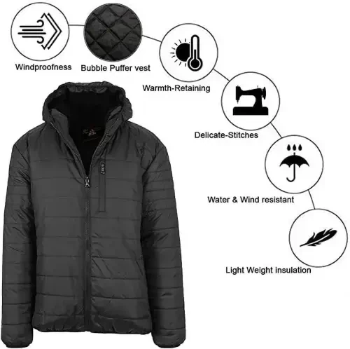 Mens Sherpa-Lined Hooded Puffer Jacket (Sizes, S to 2XL)- - 4